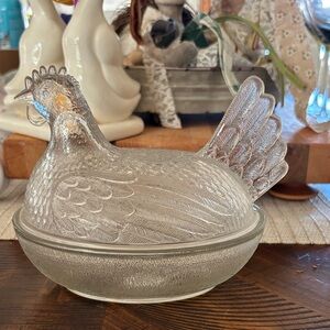 Glass Hen Covered Dish